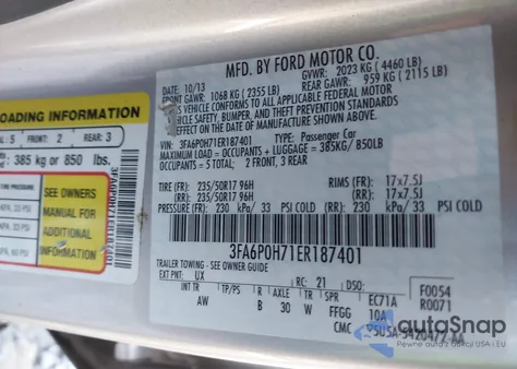 2014 Ford Fusion Se z USA, uszkodzony, nr VIN 3FA6P0H71ER187401